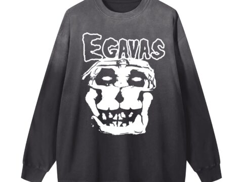 Egavas Mosh pit Logo Gradient Vintage Washed Long Sleeve Tee - 270 GSM