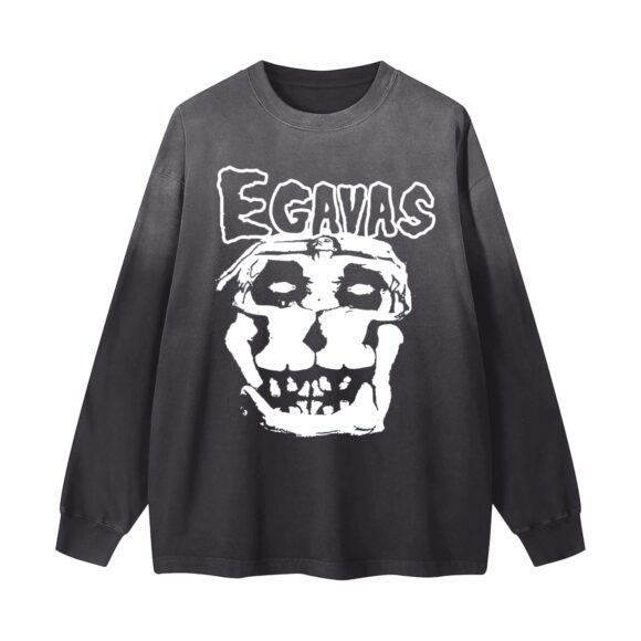Egavas Mosh pit Logo Gradient Vintage Washed Long Sleeve Tee - 270 GSM